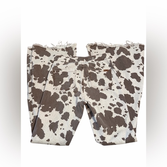 Rock & Roll Cowgirl Denim - Rock & Roll Denim Cow Print Bell Bottom Jeans 27x34 Western Flare Pants